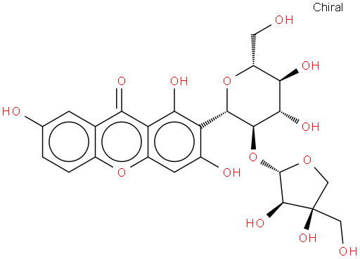 西伯利亚远志口山酮B；呫吨酮, 3羟基, 1,3,7-, 2-C-β-D-葡萄糖苷, 2'-O-β-D-芹菜糖基-